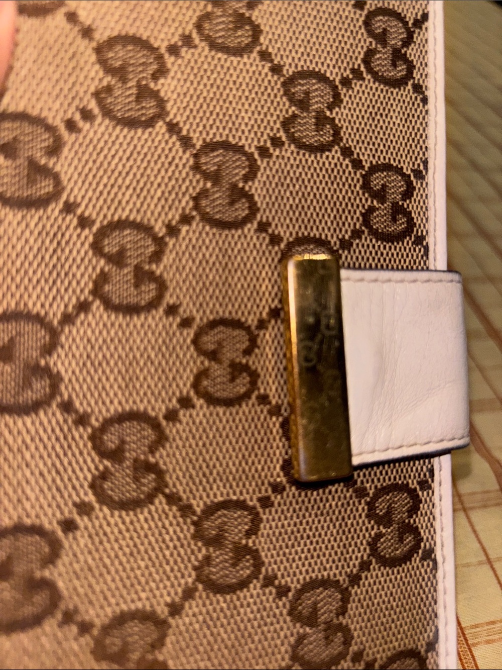 Authentic Gucci Beige and Brown Monogram Continental Wallet with Gold Accent - Picture 10 of 10